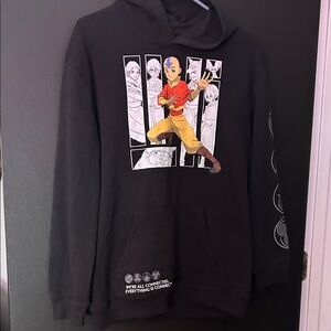 Black Men's Crewneck Hoodie with Aang Graphic